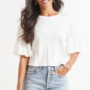 NWT Sanctuary Cloud Control Tee in White with Eyelet Sleeves (XS)